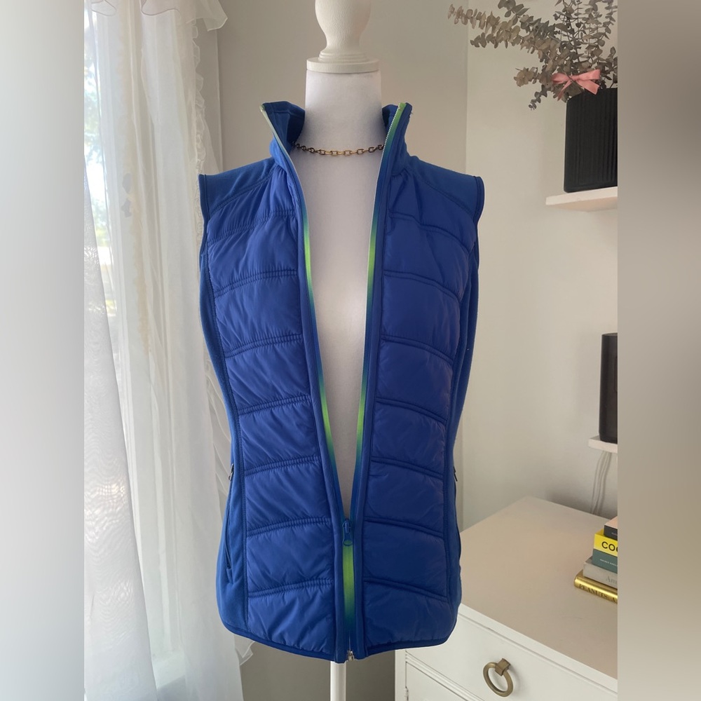 Reel Legends Vest Women Medium Ladies Blue Full Zip Outdoors Puffer‎ Jacket Fill